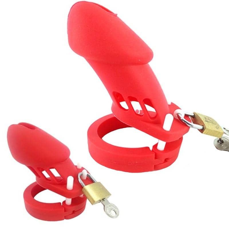Klec Na Penis Cudnosti Silikonová Gb 6000 Červený
